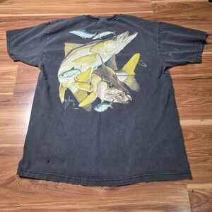 Thrashed Sun Faded Guy Harvey Shirt Mens Large Snook Fish Pocket Ocean Fishing